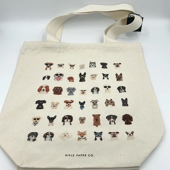 Rifle Paper Co. Dogs Cream Colored Book/Tote Bag - Picture 1 of 4